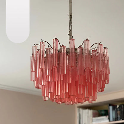 Gorgeous Murano Quadriedri Prisms Pink Chandelier