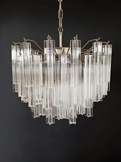 Gorgeous Murano Quadriedri Prisms Transparent Chandelier