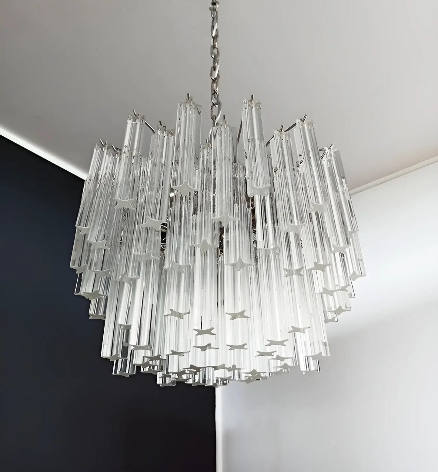 Gorgeous Murano Quadriedri Prisms Transparent Chandelier