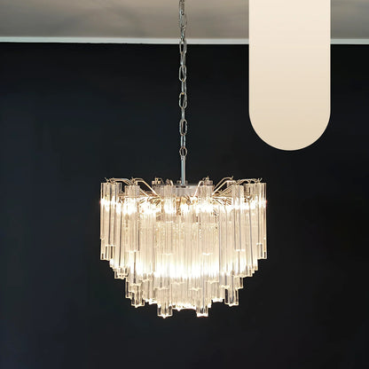 Gorgeous Murano Quadriedri Prisms Transparent Chandelier