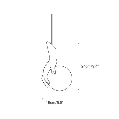 Hand Holding Globe Pendant Light