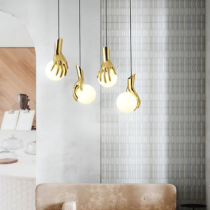 Hand Holding Globe Pendant Light