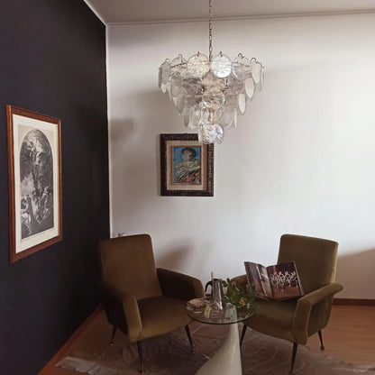 Elegant Murano Disc Iridescent Chandelier