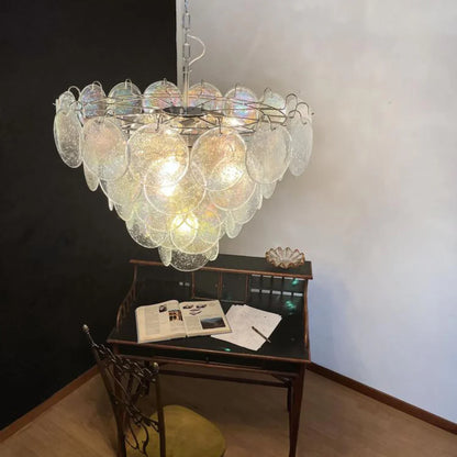 Elegant Murano Disc Iridescent Chandelier
