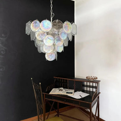 Elegant Murano Disc Iridescent Chandelier