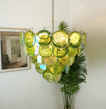 Elegant Green Murano Disc Chandelier