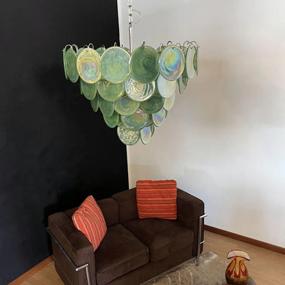 Elegant Green Murano Disc Chandelier