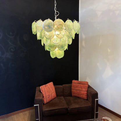 Elegant Green Murano Disc Chandelier