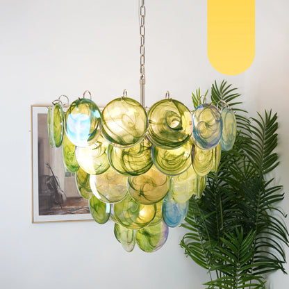 Elegant Green Murano Disc Chandelier