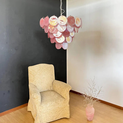 Elegant Pink Murano Disc Chandelier