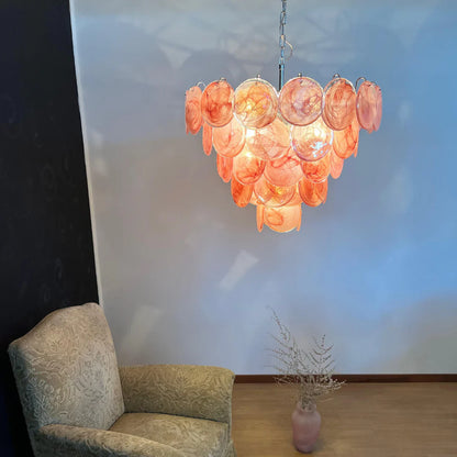 Elegant Pink Murano Disc Chandelier