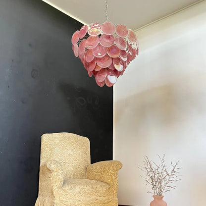 Elegant Pink Murano Disc Chandelier
