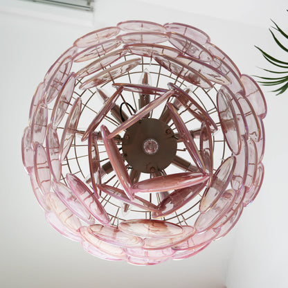 Elegant Pink Murano Disc Chandelier