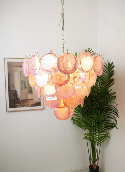 Elegant Pink Murano Disc Chandelier