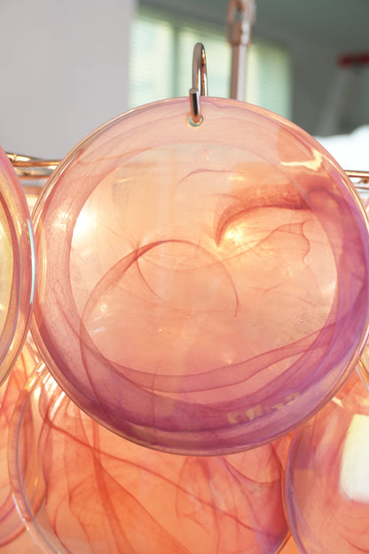 Elegant Pink Murano Disc Chandelier