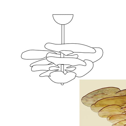 Textured Glass Leaf Amber Chandelier