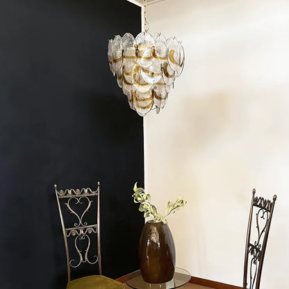 Mazzega Murano Transparent Amber Glasses Chandelier