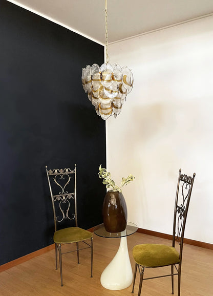 Mazzega Murano Transparent Amber Glasses Chandelier