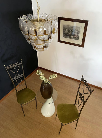 Mazzega Murano Transparent Amber Glasses Chandelier