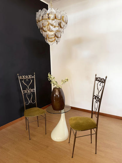 Mazzega Murano Transparent Amber Glasses Chandelier