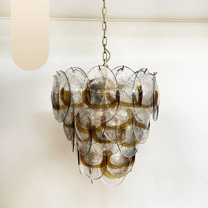 Mazzega Murano Transparent Amber Glasses Chandelier