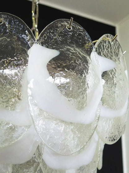 Mazzega Murano Transparent White Glasses Chandelier