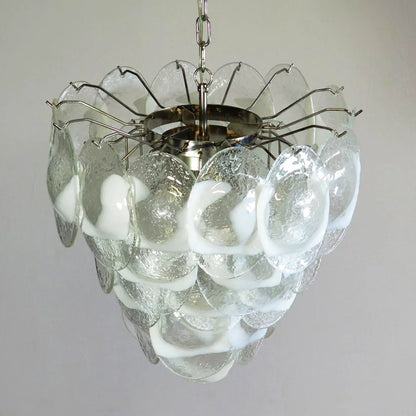 Mazzega Murano Transparent White Glasses Chandelier