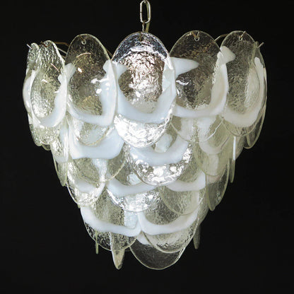 Mazzega Murano Transparent White Glasses Chandelier