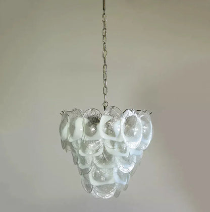 Mazzega Murano Transparent White Glasses Chandelier