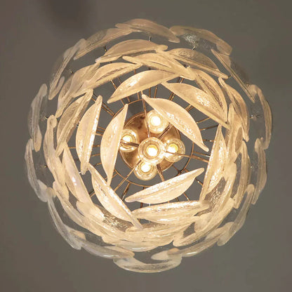 Mazzega Murano Transparent White Glasses Chandelier