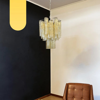 Fantastic Amber Murano Glass Tube Chandelier