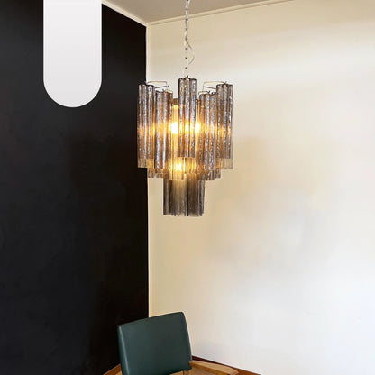 Fantastic Smoked Murano Glass Tube Chandelier
