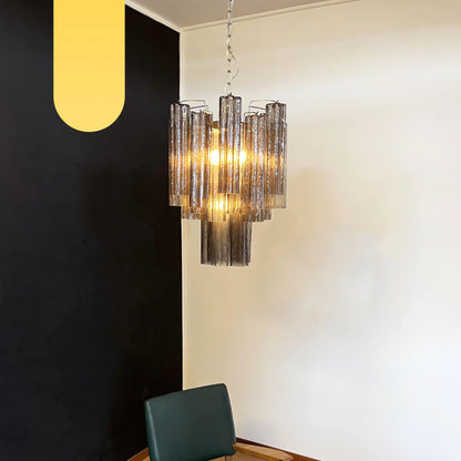 Fantastic Smoked Murano Glass Tube Chandelier