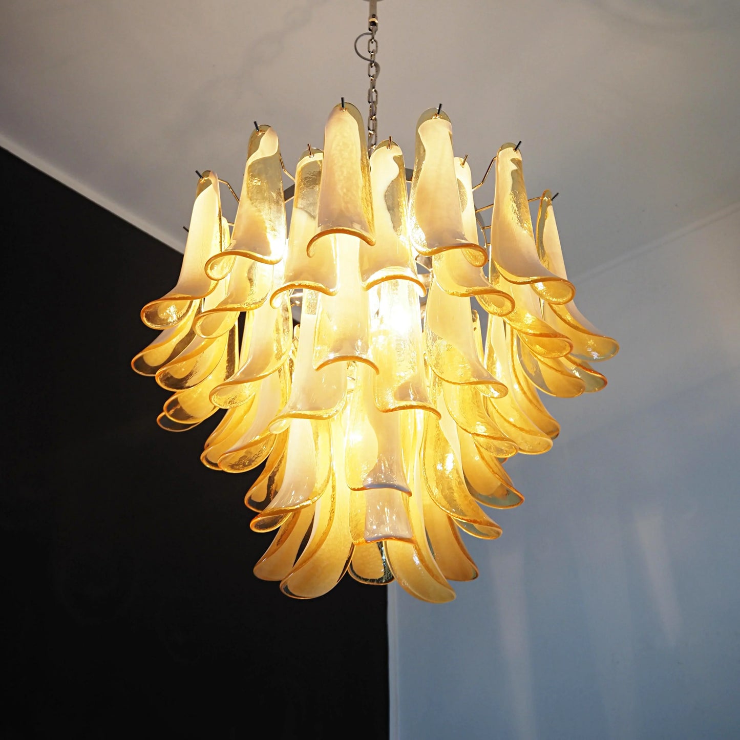 Vintage Caramels Glass Murano Petals Chandelier