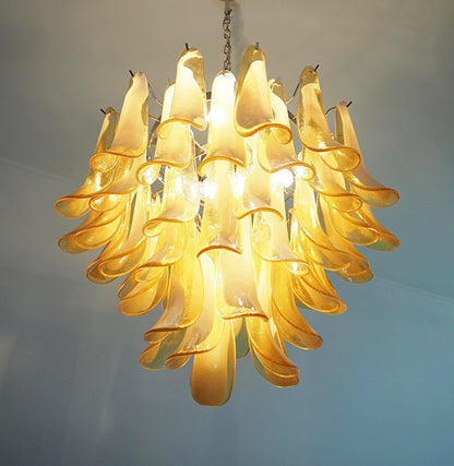 Vintage Caramels Glass Murano Petals Chandelier