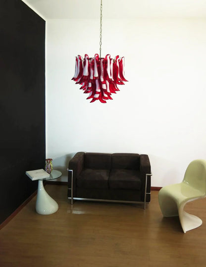 Vintage Red Glass Murano Petals Chandelier