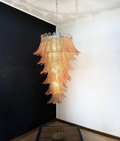 Murano Amber Felch Spiral Chandelier