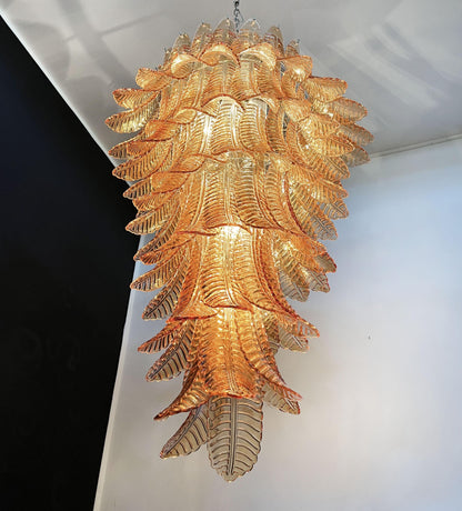 Murano Amber Felch Spiral Chandelier