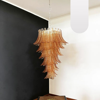 Murano Amber Felch Spiral Chandelier