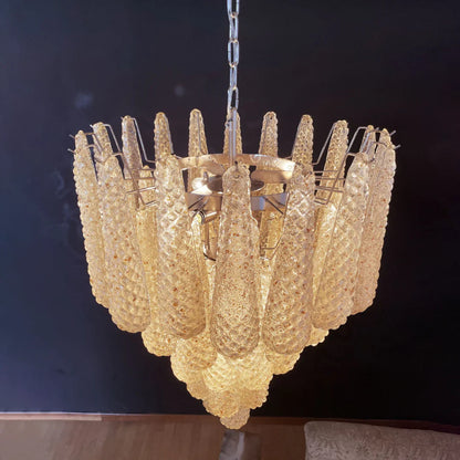 Vintage Amber Murano Glass Petals Drop Chandelier