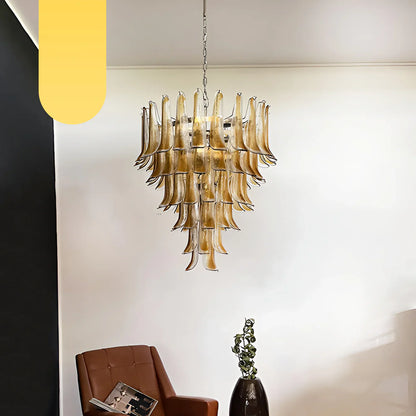 Murano Amber Glass Petals Chandelier