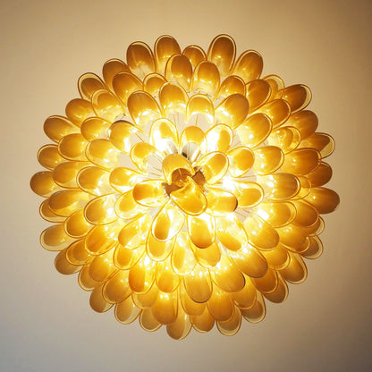 Murano Caramel Glass Petal Chandelier