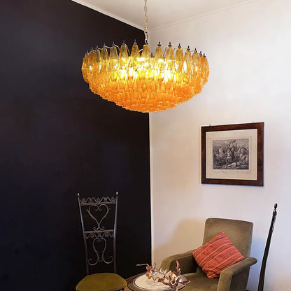 Murano Faceted Amber Glass Chandelier