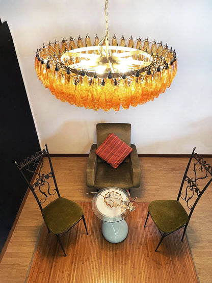 Murano Faceted Amber Glass Chandelier