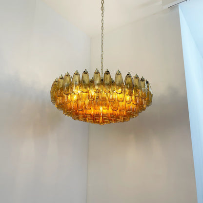 Murano Faceted Amber Glass Chandelier