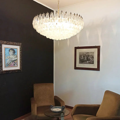 Murano Faceted Transparent Glass Chandelier