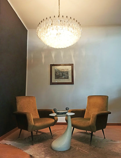 Murano Faceted Transparent Glass Chandelier