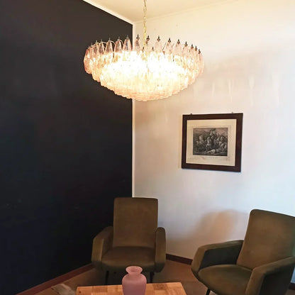 Murano Faceted Pink Glass Chandelier