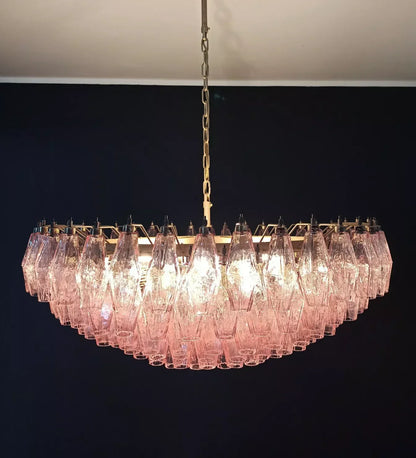 Murano Faceted Pink Glass Chandelier