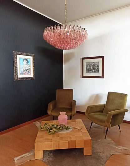 Murano Faceted Pink Glass Chandelier